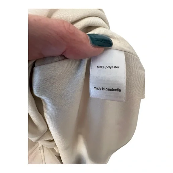 Cream and Pink Plunge Neck Midi Sundress for Wedding Guests - Picture 3 of 8